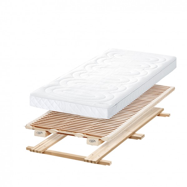 Hüsler Nest DeLuxe Naturbett Matratze Massivholz mit Lattenrost